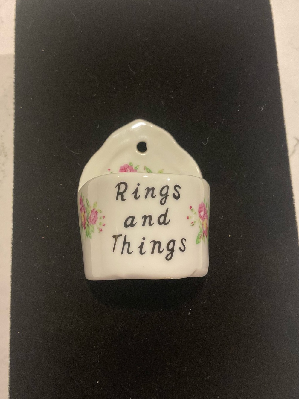 Vintage Rings and Things Ceramic Wall Pocket